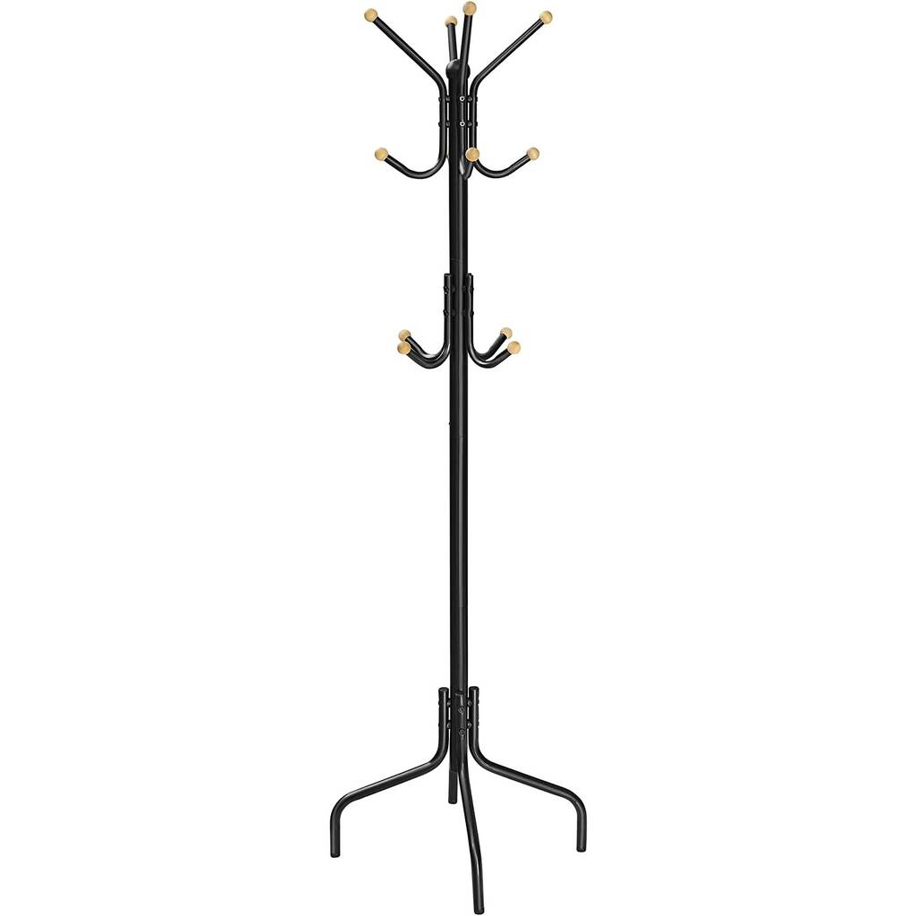 Black Metal Coat Stand Coat Rack With 12 Hooks By Momentum