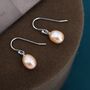 Sterling Silver Freshwater Pearl Huggie Drop Hook Earrings, thumbnail 8 of 12