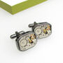 Gunmetal Rectangle Vintage Watch Cufflinks, thumbnail 1 of 3