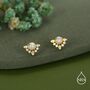 Sterling Silver Vintage White Opal Flower Cz Stud Earrings, thumbnail 5 of 11
