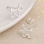 Sterling Silver Dog Outline Stud Earrings, thumbnail 3 of 8