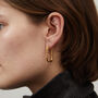 Rectangle Hoop Earrings Silver With Gold Plating, thumbnail 2 of 3