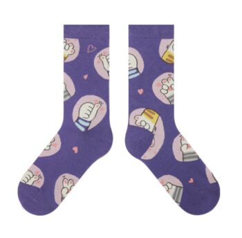 Cat Paw Print Mid Calf Length Socks, 3 of 3