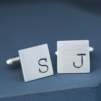 Sterling Silver Initial Cufflinks. Personalised Graduation Cufflinks, 2 of 12
