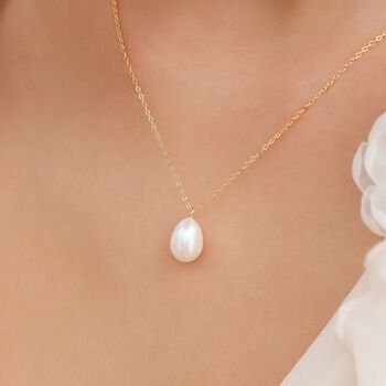 Large Pearl Pendant Necklace In Sterling Silver And Gold Vermeil, 7 of 11