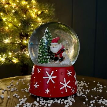 Skiing Santa Music Snow Globe Christmas Decoration, 2 of 2