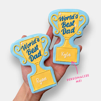 Personalised World's Best Dad Trophy Letterbox Cookie, 2 of 9