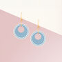 Blue And Cream Circular Earrings • Gold Plated Sterling Silver Hooks, thumbnail 5 of 9