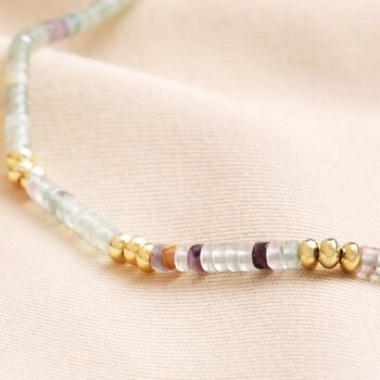 Green Semi Precious Stone Heishi Beaded Necklace Gold, 3 of 5