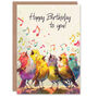 Cheerful Singing Birds Colourful Design Birthday Card, thumbnail 1 of 5