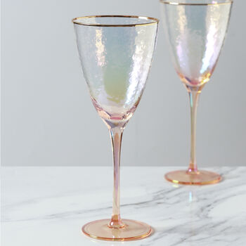 G Decor Set Of Four Lustre Hammered Wine Glasses, 3 of 4