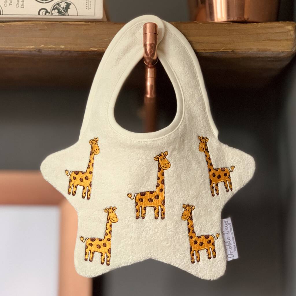 Baby Bib With Embroidered Giraffes, 1 of 7