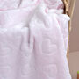 Personalised Heart Pink Baby Blanket With Moon, thumbnail 3 of 6