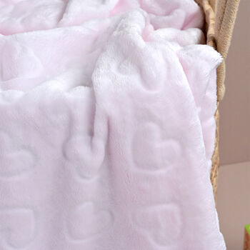 Personalised Heart Pink Baby Blanket With Moon, 3 of 6