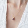 Garnet Emerald Cut Pendant Necklace In Sterling Silver And Gold, thumbnail 5 of 11