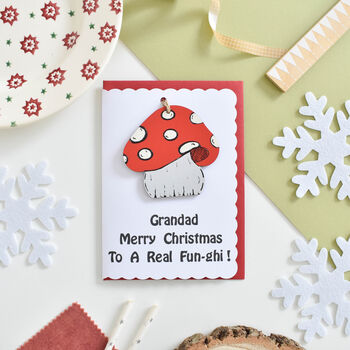 Personalised Mushroom Christmas Decoration Card Fungi, 3 of 3
