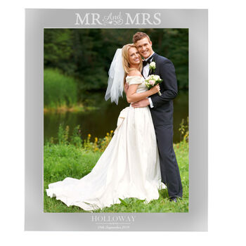 Personalised Mr And Mrs 8x10 Silver Photo Frame, 6 of 6