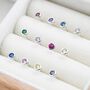 Sterling Silver Tiny Birthstone Dot Stud Earrings, thumbnail 1 of 12