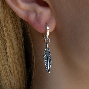 Sterling Silver Feather Earrings, 3 of 7