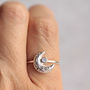Crescent Moon Silver Moonstone Ring, thumbnail 4 of 9