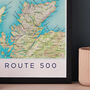 Framed And Personalised Route 500 Scotland Map Print, thumbnail 2 of 6