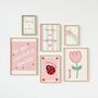 Girls Nursery Wall Art Set | Pink Nursery Prints | Personalised Floral Bedroom Decor, thumbnail 6 of 6