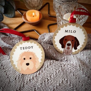 Personalised Christmas Dog Scallop Pattern Tree Decoration, 12 of 12