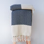 Herringbone Navy And Red Soft Cotton Throw, thumbnail 5 of 9