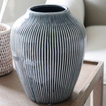 Slate Blue Stripe Vase, 5 of 5