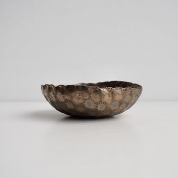 A Handmade Mini Textural Gold Ceramic Ring Dish, 4 of 9