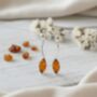 Sterling Silver And Baltic Amber Marquise Drop Earrings, thumbnail 2 of 3