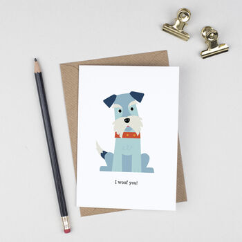 Schnauzer Dog Valentines Card 'I Woof You', 2 of 5