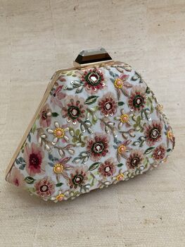 Amber Handcrafted Statement Floral Mirror Clutch, 4 of 6