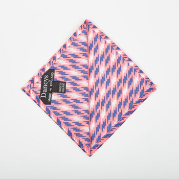 Mens Pink, White And Blue Lightning Bolt Pocket Square, 5 of 5