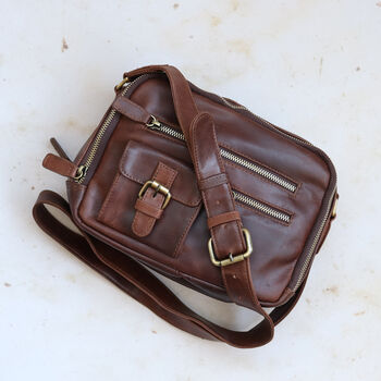 Leather Pocket Shoulder Bag, Distressed Brown, 3 of 6