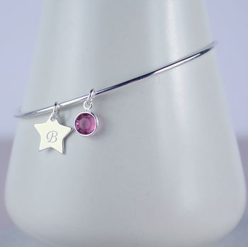 Personalised Sterling Silver Birthstone Bangle, 3 of 9