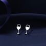 Extra Tiny Wine Glass Stud Earrings Sterling Silver, thumbnail 6 of 11