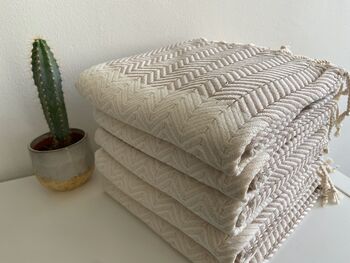 Zigzag Design Cream Soft Sofa Throw, 5 of 10