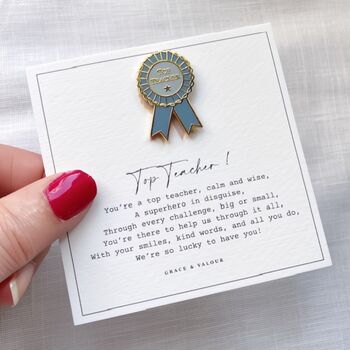 Top Teacher Rosette Enamel Pin | End Of Term Thank You Gift For Teachers And Teaching Assistants, 3 of 10