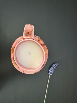 Lavender Scented Candle In Handmade Porcelain Cup, 2 of 4