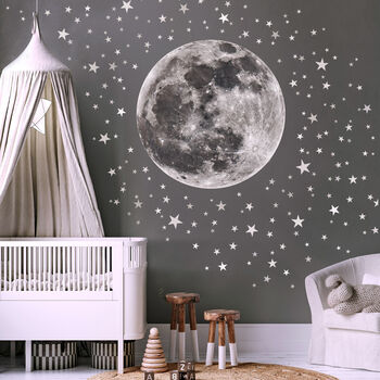 Moon And Stars Fabric Wall Sticker, 3 of 5