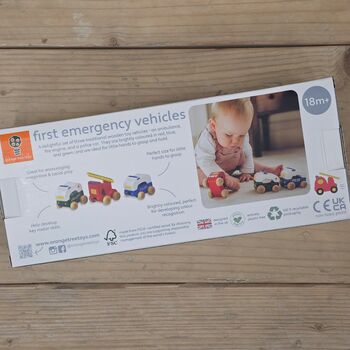 Set Of Three Wooden First Toy Emergency Vehicles, 6 of 6