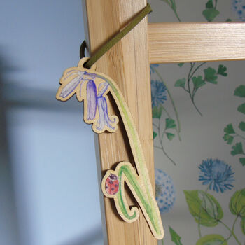 Bluebell And Ladybird Wooden Hanging Decoration, 4 of 11