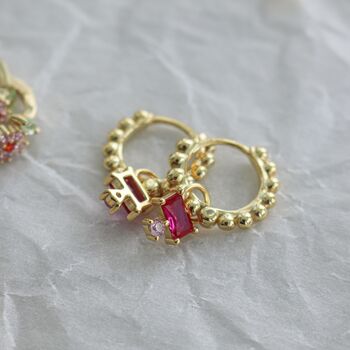 18 K Gold Plated Pink Crystal Earrings, 4 of 11