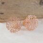 Rose Gold Plated Silver Snowflake Round Drop Earrings, thumbnail 5 of 8