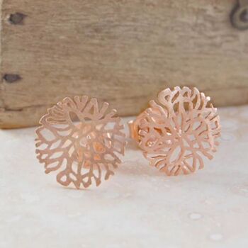 Rose Gold Plated Silver Snowflake Round Drop Earrings, 5 of 8