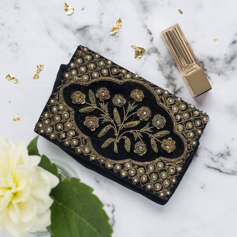 black velvet evening purse