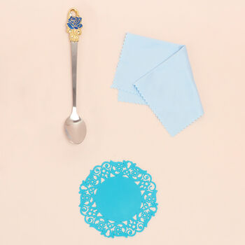 G Decor Blue Rose Gift Set Glass And Matching Spoon, 10 of 10