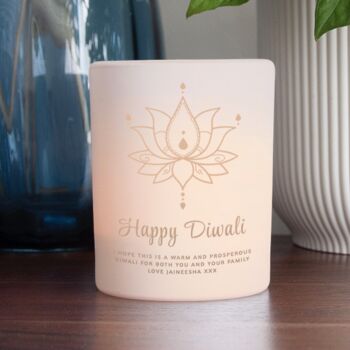 Personalised Diwali Lotus Candle Holder, 2 of 3