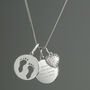 Silver Footprints And Zirconia Heart Necklace, thumbnail 1 of 5